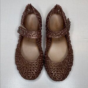 Mini Melissa Campana Glittery Rose Gold Kids Dress Shoes